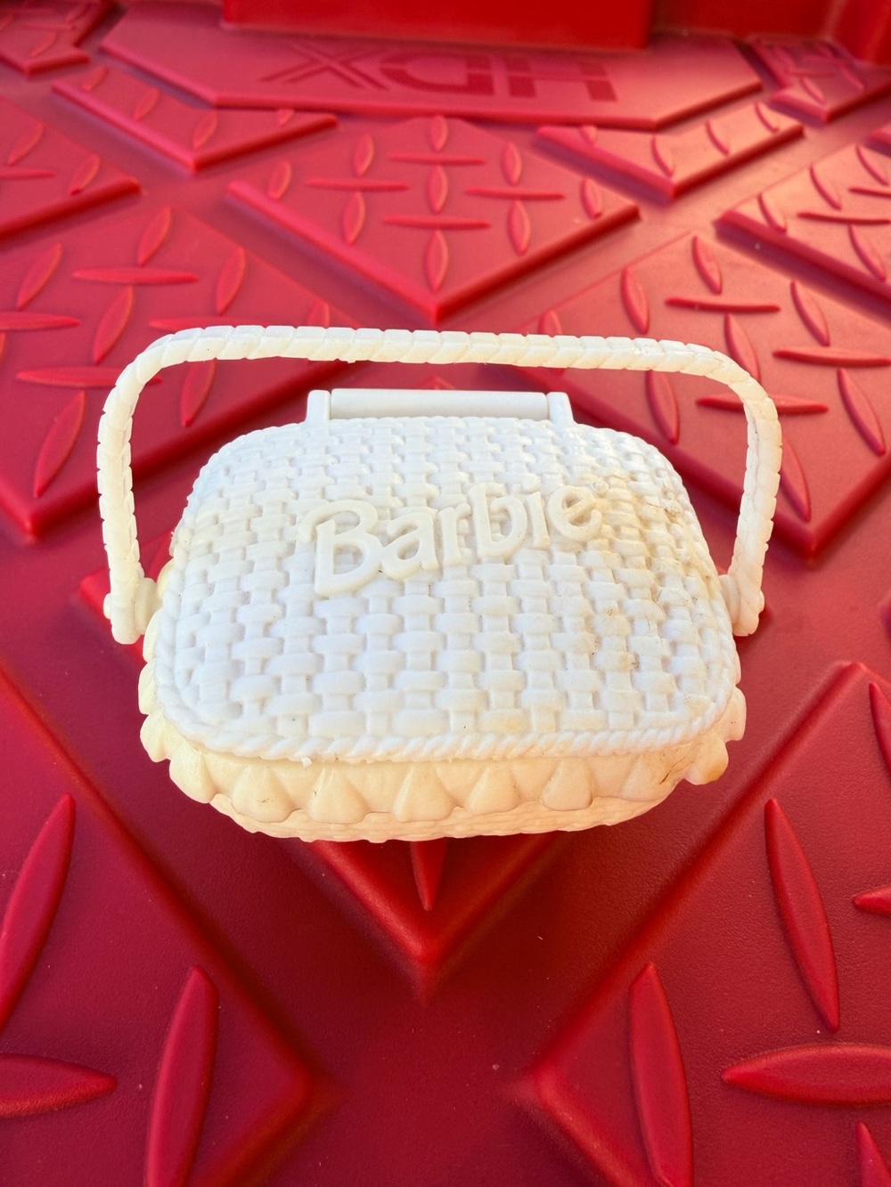 Vintage Barbie White Picnic Basket Purse Miniature Doll Accessory Mattel